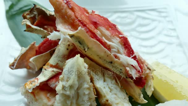 Köstliche Gegrillte Krabben Taraba Gekochte Meeresfrüchte — Stockvideo