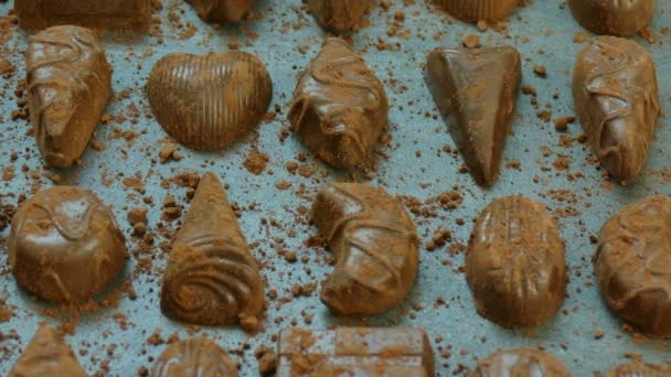 Closeup Νόστιμα Σπιτικά Σοκολατάκια Κακάο — Αρχείο Βίντεο