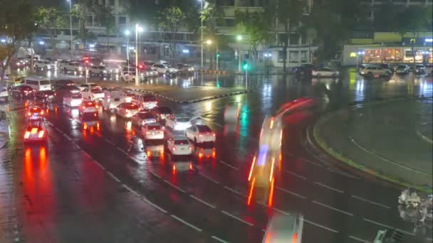 Auto Che Guidano Lungo Moderna Strada Cittadina Serata — Video Stock