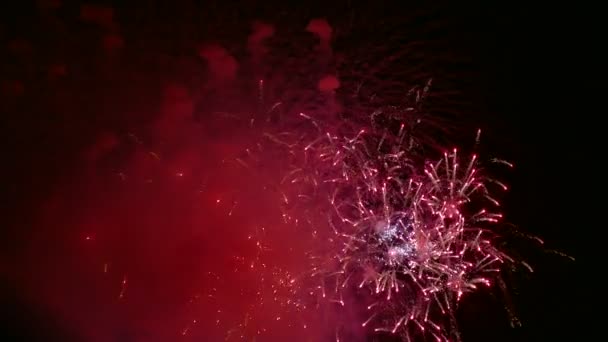 Videó Arany Tűzijátékról Ami Izzik Drak Éjszakai Égbolton — Stock videók