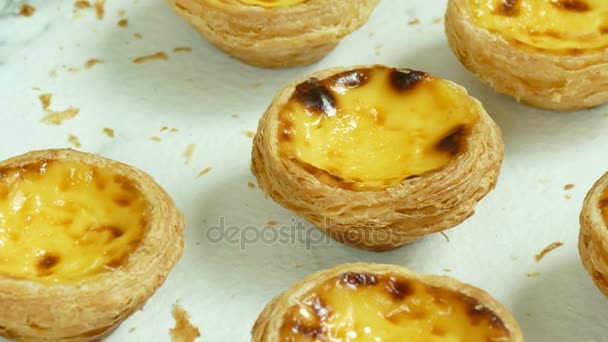 Deliciosas Tartas Huevo Dulce Video — Vídeo de stock