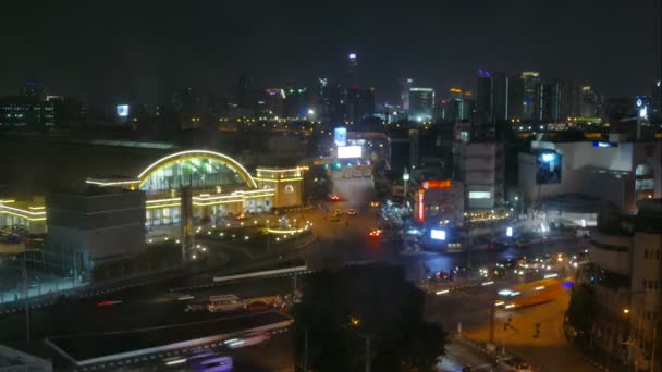 Time Lapse Video Tráfico Ocupado Bangkok Por Noche Tailandia — Vídeo de stock