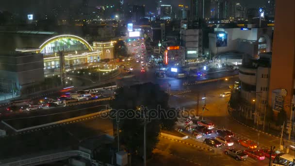 Time Lapse Video Traffico Occupato Bangkok Notte Thailandia — Video Stock