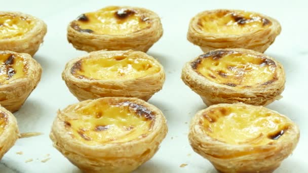 Deliciosas Tartas Huevo Dulce Video — Vídeos de Stock