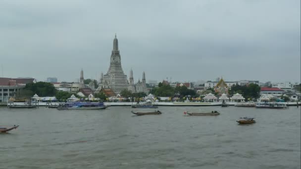 Bangkok Tayland Chao Phraya Nehri Thonburi Batı Kıyısında Wat Arun — Stok video