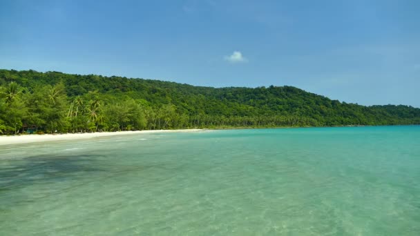 Malerischer Yachthafen Mit Meereswellen Sandstrand Und Blauem Himmel — Stockvideo