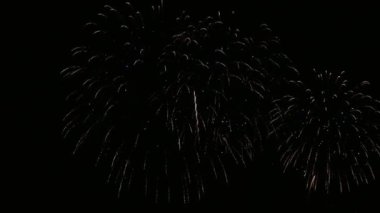 4k klip Gece gökyüzünde Güzel Havai fişek görüntüsü