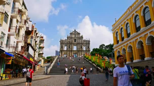 Macau China September 2018 Ruins Saint Pauls Cathedral Landmark Macacco — 비디오