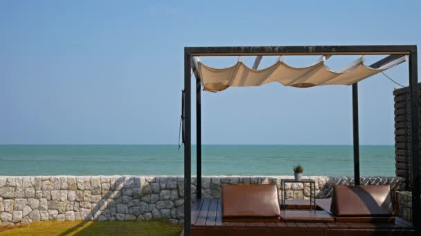 Nature Avec Mer Tropicale Chaises Longues Sur Plage — Video