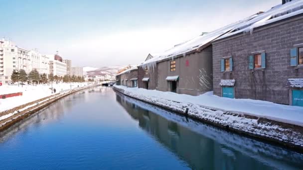 Beautiful Winter Day Canal Otaru Hokkaido — Stock Video