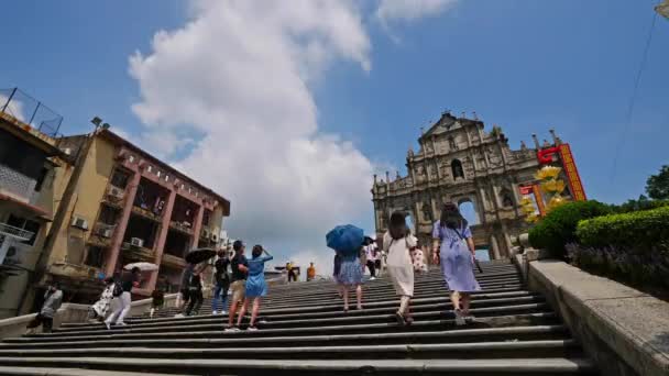 Macau China September 2018 Ruins Saint Paul Cathedral Landmark Macau — Stock Video
