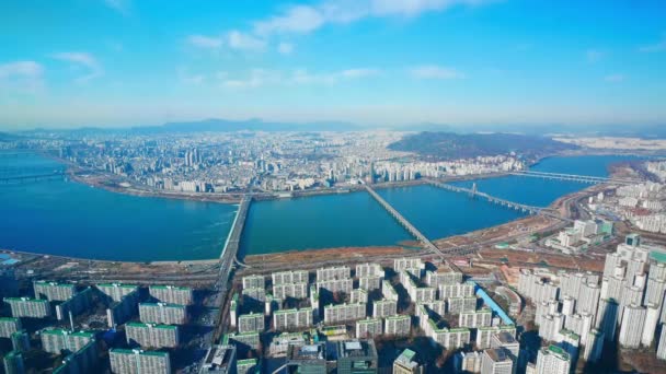 Time Lapse Byggnader Seoul Skyline Med Seoul Torn Sydkorea — Stockvideo