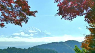 Japonya 'daki Fuji Dağı ile renkli sonbahar manzarası
