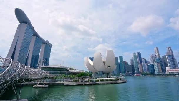 Kilátás Marina Bay Sands Integrált Üdülőhely Fronting Marina Bay Szingapúrban — Stock videók