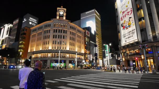 2018年7月30日 人们在日本东京银座购物区散步 — 图库视频影像