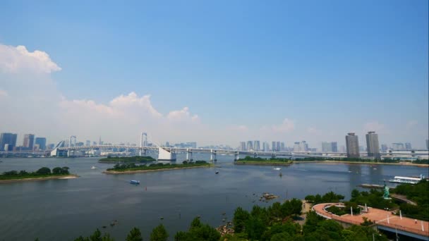 Timelapse Rainbow Bridge Tokio Ciudad Japón — Vídeos de Stock