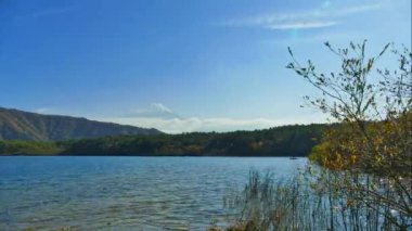 Japonya 'daki Fuji Dağı ile renkli sonbahar manzarası
