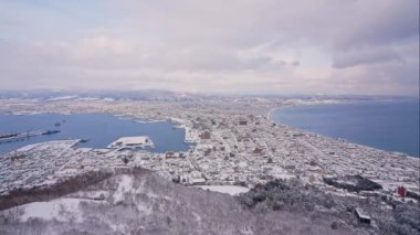 4K Zaman aşımı Japonya 'daki Hakodate Dağı' nın güzel manzarası