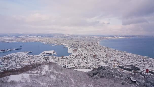 Časová Prodleva Krásná Krajina Hakodate City Pohled Horu Hakodate Japonsku — Stock video