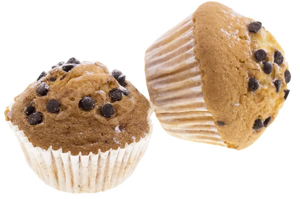 Chocolate Chip Muffin isoliert auf weißem Hintergrund — Stockfoto