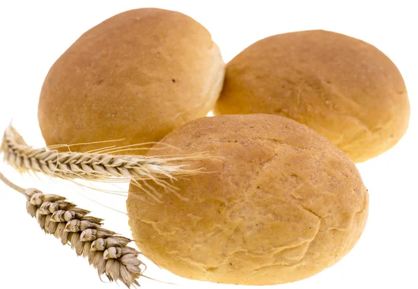 Kerek kenyér elszigetelt fehér background — Stock Fotó