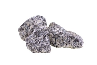 Granit taşlar beyaz arka plan üzerinde izole bir tek taş kompozisyon önünde