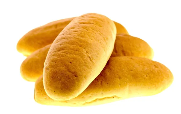 长条面包面包上孤立的白色背景 — 图库照片