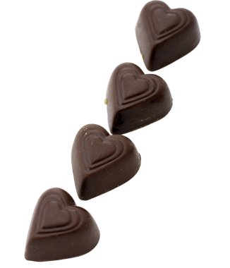 Beyaz arka planda izole çikolatalar.