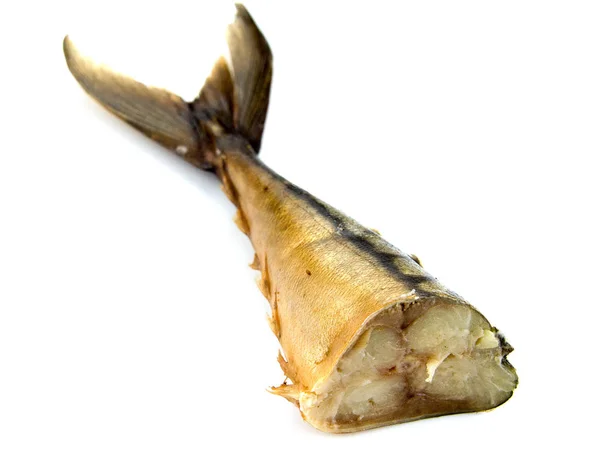 Makrela wędzona izolowana na białym tle — Zdjęcie stockowe