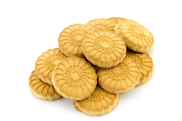 Galletas de pan corto sobre un fondo blanco — Foto de Stock