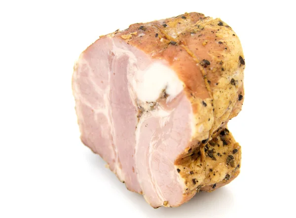 Geräuchertes Schweinefleisch isoliert auf weißem Hintergrund — Stockfoto