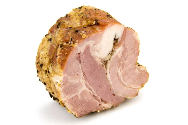 Geräuchertes Schweinefleisch isoliert auf weißem Hintergrund — Stockfoto