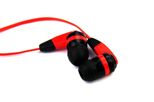 Pair of ear bud headphones on isolated white background. — Stock Photo, Image