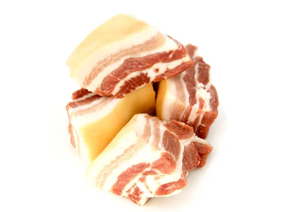 Pork bacon isolated on a white background. pork belly — Stock Photo, Image