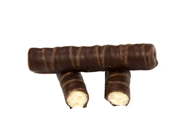 Gaufrettes au chocolat isolées sur fond blanc — Photo