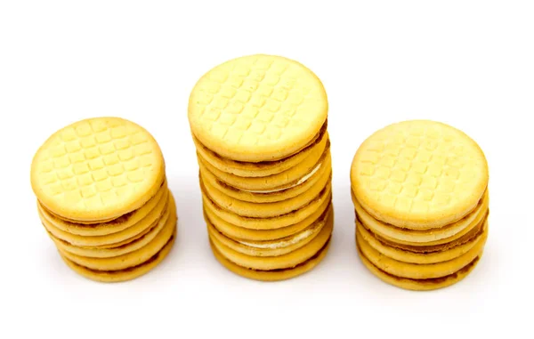 Galletas de pan corto sobre un fondo blanco — Foto de Stock