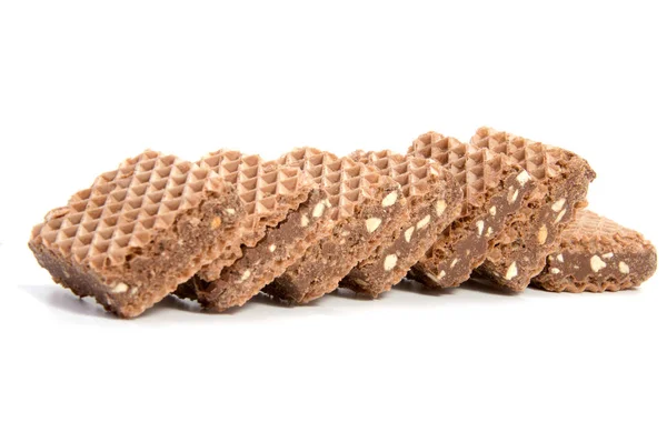 Wafers with chocolate on a white background — Stock Photo, Image