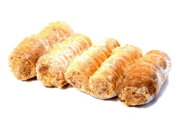 Rolls with cream on a white background. — Stock Photo, Image