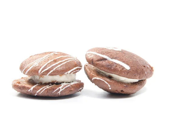 Lebkuchen mit Schokolade auf weißem Hintergrund — Stockfoto