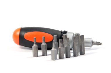 Beyaz bir arka plan üzerinde izole el aletleri