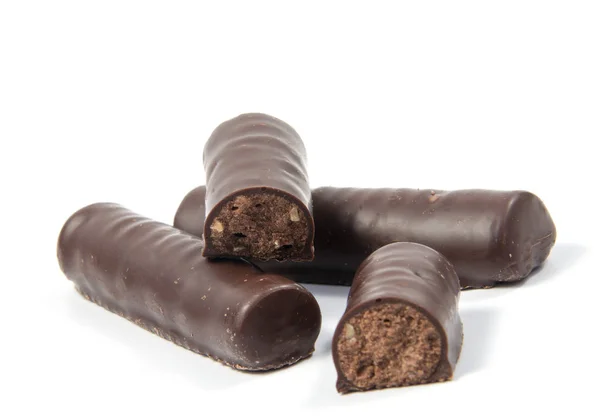 Chocolade snoepjes geïsoleerd op witte achtergrond. — Stockfoto