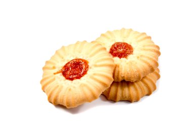 Beyaz arkaplanda küçük bisküviler