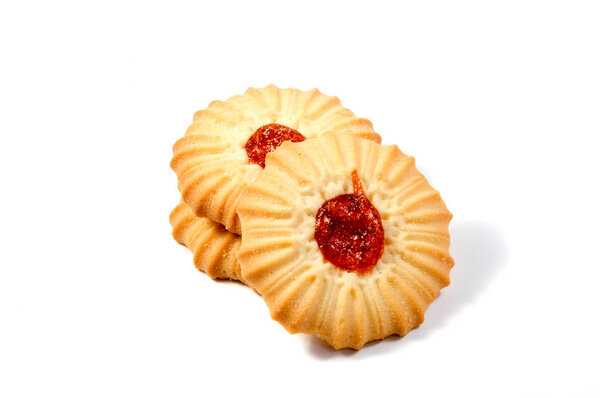 Shortbread biscuits on a white background