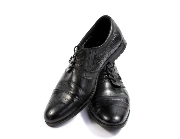 Mužské černé boty izolované na bílém — Stock fotografie