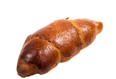 Taze tereyağı kruvasan, beyaz arka plan üzerinde izole