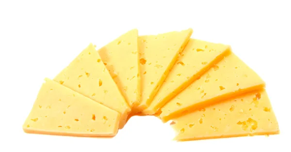 Fette di formaggio isolate su fondo bianco ritaglio — Foto Stock