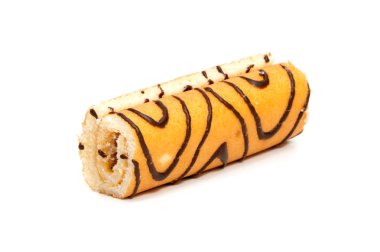 Bisküvi İsviçre rulo beyaz arka plan üzerinde izole