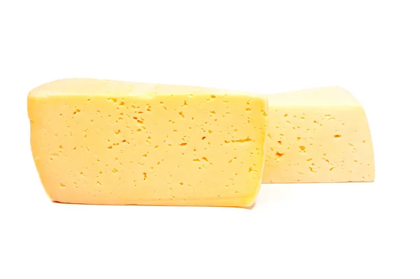 Käseblock isoliert auf weißem Hintergrund Ausschnitt — Stockfoto