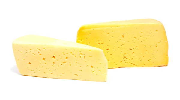 ホワイト バック グラウンド素材に分離されたチーズ ブロック — ストック写真