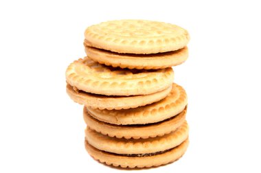 Beyaz arkaplanda küçük bisküviler . . .